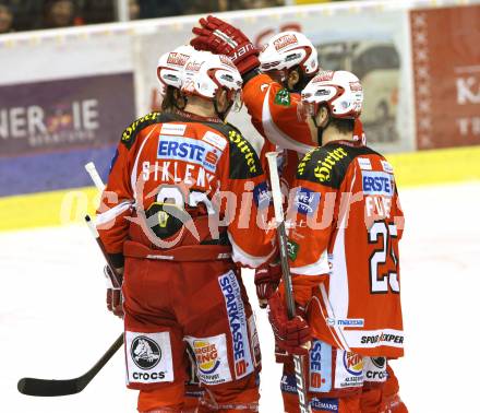 EBEL. Eishockey Bundesliga. KAC gegen UPC VIENNA CAPITALS. Torjubel (KAC). Klagenfurt, am 10.1.2012.
Foto: Kuess

---
pressefotos, pressefotografie, kuess, qs, qspictures, sport, bild, bilder, bilddatenbank