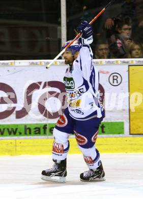 EBEL. Eishockey Bundesliga. KAC gegen VSV.Torjubel UNTERLUGGAUER Gerhard (VSV). Klagenfurt, am 17.1.2012.
Foto: Kuess

---
pressefotos, pressefotografie, kuess, qs, qspictures, sport, bild, bilder, bilddatenbank