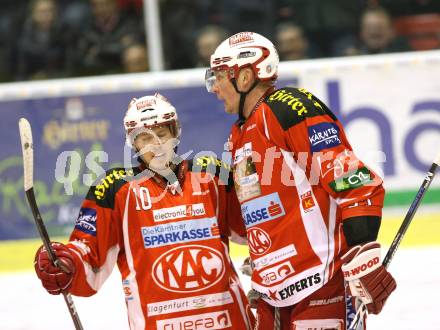 EBEL. Eishockey Bundesliga. KAC gegen VSV.Torjubel SCOFIELD Tyler, SIKLENKA Michael (KAC). Klagenfurt, am 17.1.2012.
Foto: Kuess

---
pressefotos, pressefotografie, kuess, qs, qspictures, sport, bild, bilder, bilddatenbank