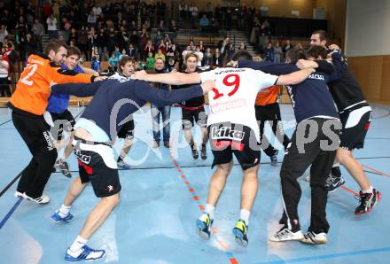 Handball. Bundesliga. HCK 59 Klagenfurt gegen SC kelag Ferlach. Jubel Ferlach. Klagenfurt, 21.1.2012
Foto: Kuess 


---
pressefotos, pressefotografie, kuess, qs, qspictures, sport, bild, bilder, bilddatenbank