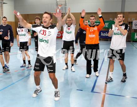 Handball. Bundesliga. HCK 59 Klagenfurt gegen SC kelag Ferlach. Jubel Ferlach. Klagenfurt, 21.1.2012
Foto: Kuess 


---
pressefotos, pressefotografie, kuess, qs, qspictures, sport, bild, bilder, bilddatenbank