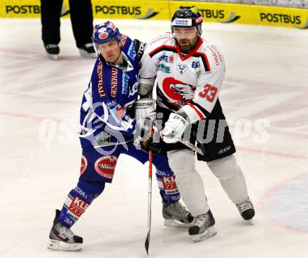 EBEL. Eishockey Bundesliga. EC Rekord Fenster VSV gegen HC Orli Znojmo.  SHEARER Robert (VSV), PUCHER Peter (Znaim). Villach, am 22.1.2012.
Foto: Kuess 


---
pressefotos, pressefotografie, kuess, qs, qspictures, sport, bild, bilder, bilddatenbank