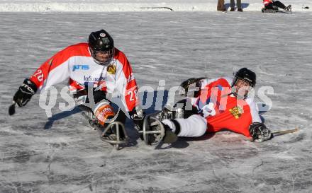 Behindertensport. Sledgehockey. Vergleichskampf Kaernten gegen St. Poelten. Rauschele See, am 21.1.2012.
Foto: Kuess
---
pressefotos, pressefotografie, kuess, qs, qspictures, sport, bild, bilder, bilddatenbank