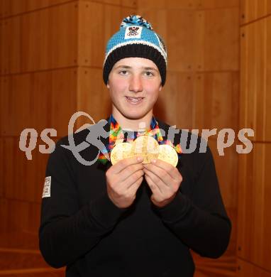 Schi Alpin. Jugendolympiade. Empfang Olympiasieger Marco Schwarz. Bad Kleinkirchheim, 23. 1. 2012.
Foto: Kuess
---
pressefotos, pressefotografie, kuess, qs, qspictures, sport, bild, bilder, bilddatenbank