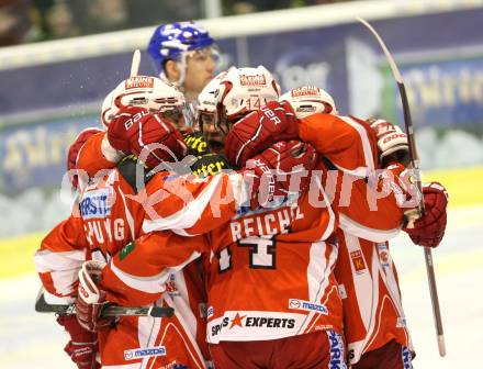 EBEL. Eishockey Bundesliga. KAC gegen Medvescak Zagreb. Torjubel (KAC), (Zagreb). Klagenfurt, am 24.1.2012.
Foto: Kuess

---
pressefotos, pressefotografie, kuess, qs, qspictures, sport, bild, bilder, bilddatenbank