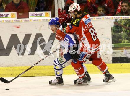 EBEL. Eishockey Bundesliga. KAC gegen Medvescak Zagreb. Raphael Herburger (KAC), Tomislav Zanoski (Zagreb). Klagenfurt, am 24.1.2012.
Foto: Kuess

---
pressefotos, pressefotografie, kuess, qs, qspictures, sport, bild, bilder, bilddatenbank