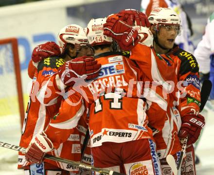 EBEL. Eishockey Bundesliga. KAC gegen Medvescak Zagreb. Torjubel  (KAC), (Zagreb). Klagenfurt, am 24.1.2012.
Foto: Kuess

---
pressefotos, pressefotografie, kuess, qs, qspictures, sport, bild, bilder, bilddatenbank