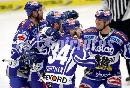 EBEL. Eishockey Bundesliga. EC Rekord Fenster VSV gegen UPC Vienna Capitals. Torjubel VSV. Villach, am 27.1.2012.
Foto: Kuess 


---
pressefotos, pressefotografie, kuess, qs, qspictures, sport, bild, bilder, bilddatenbank