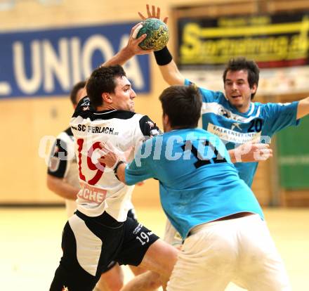 Handball Bundesliga. SC Ferlach gegen SU Falekensteiner Katschberg St. Poelten. Primoz Drozina, (SC Ferlach), Stephan Hollaus, Markus Fischer  (St. Poelten). Ferlach, am 28.1.2012. Ferlach, 28.1.2012.
Foto: kuess
Foto: Kuess
---
pressefotos, pressefotografie, kuess, qs, qspictures, sport, bild, bilder, bilddatenbank