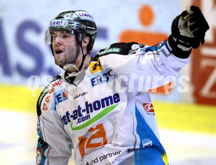 EBEL. Eishockey Bundesliga. KAC gegen EHC LIWEST Linz. Torjubel Justin Keller (Linz). Klagenfurt, am 29.1.2012.
Foto: Kuess

---
pressefotos, pressefotografie, kuess, qs, qspictures, sport, bild, bilder, bilddatenbank