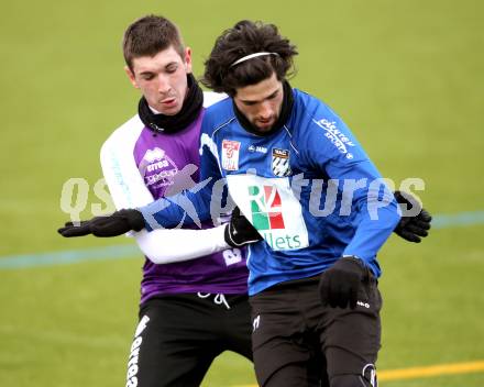 Fussball Testspiel. SK Austria Klagenfurt gegen WAC/St. Andrae.  Drazan Savic,  (Klagenfurt), Jacobo (WAC). Poggersdorf, am 1.2.2012.
Foto: Kuess
---
pressefotos, pressefotografie, kuess, qs, qspictures, sport, bild, bilder, bilddatenbank