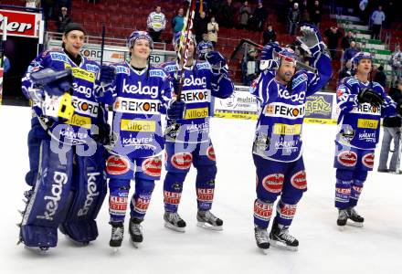 EBEL. Eishockey Bundesliga. EC Rekord Fenster VSV gegen HK Acroni Jesenice. Jubel VSV. Villach, am 3.2.2012.
Foto: Kuess 


---
pressefotos, pressefotografie, kuess, qs, qspictures, sport, bild, bilder, bilddatenbank