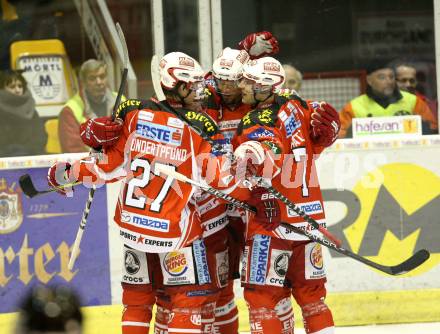 EBEL. Eishockey Bundesliga. KAC gegen SAPA Fehervar AV19. Torjubel KAC. Klagenfurt, am 3.2.2012.
Foto: Kuess

---
pressefotos, pressefotografie, kuess, qs, qspictures, sport, bild, bilder, bilddatenbank