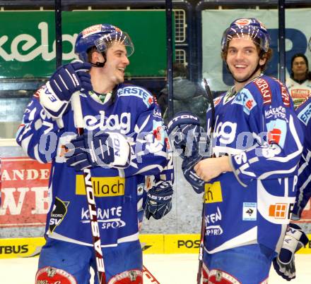 EBEL. Eishockey Bundesliga. EC Rekord Fenster VSV gegen HK Acroni Jesenice. Stefan Bacher, Benjamin Petrik (VSV). Villach, am 3.2.2012.
Foto: Kuess 


---
pressefotos, pressefotografie, kuess, qs, qspictures, sport, bild, bilder, bilddatenbank