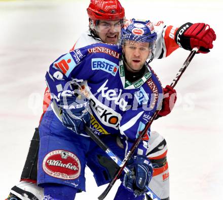 EBEL. Eishockey Bundesliga. EC Rekord Fenster VSV gegen HK Acroni Jesenice. Roland Kaspitz, (VSV), Matevz Erman  (Jesenice). Villach, am 3.2.2012.
Foto: Kuess 


---
pressefotos, pressefotografie, kuess, qs, qspictures, sport, bild, bilder, bilddatenbank