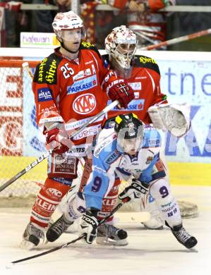 EBEL. Eishockey Bundesliga. KAC gegen SAPA Fehervar AV19. FUREY Kirk, CHIODO Andy  (KAC), RYAN Derek (Alba Volan). Klagenfurt, am 3.2.2012.
Foto: Kuess

---
pressefotos, pressefotografie, kuess, qs, qspictures, sport, bild, bilder, bilddatenbank