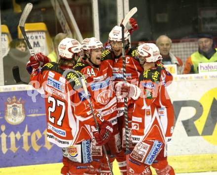 EBEL. Eishockey Bundesliga. KAC gegen SAPA Fehervar AV19. Torjubel KAC. Klagenfurt, am 3.2.2012.
Foto: Kuess

---
pressefotos, pressefotografie, kuess, qs, qspictures, sport, bild, bilder, bilddatenbank