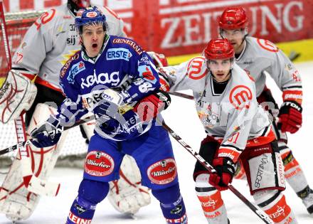 EBEL. Eishockey Bundesliga. EC Rekord Fenster VSV gegen HK Acroni Jesenice. Shayne Toporowski, (VSV), Luka Tosic  (Jesenice). Villach, am 3.2.2012.
Foto: Kuess 


---
pressefotos, pressefotografie, kuess, qs, qspictures, sport, bild, bilder, bilddatenbank