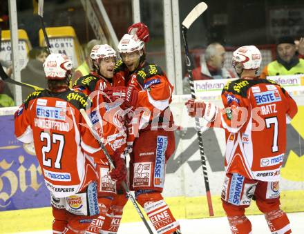 EBEL. Eishockey Bundesliga. KAC gegen SAPA Fehervar AV19. Torjubel KAC. Klagenfurt, am 3.2.2012.
Foto: Kuess

---
pressefotos, pressefotografie, kuess, qs, qspictures, sport, bild, bilder, bilddatenbank