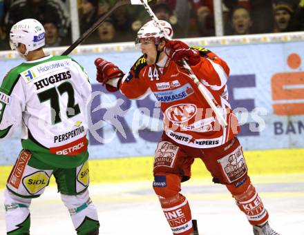 EBEL. Eishockey Bundesliga. KAC gegen HDD TILIA Olimpija Ljubljana. Torjubel Markus Pirmann (KAC), (Laibach). Klagenfurt, am 12.2.2012.
Foto: Kuess

---
pressefotos, pressefotografie, kuess, qs, qspictures, sport, bild, bilder, bilddatenbank