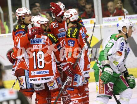 EBEL. Eishockey Bundesliga. KAC gegen HDD TILIA Olimpija Ljubljana. Torjubel (KAC). Klagenfurt, am 12.2.2012.
Foto: Kuess

---
pressefotos, pressefotografie, kuess, qs, qspictures, sport, bild, bilder, bilddatenbank