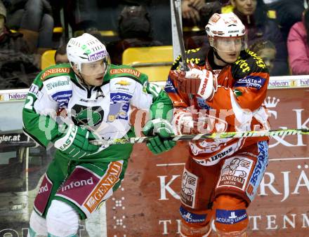 EBEL. Eishockey Bundesliga. KAC gegen HDD TILIA Olimpija Ljubljana. David Schuller, (KAC), Petr Sachl  (Laibach). Klagenfurt, am 12.2.2012.
Foto: Kuess

---
pressefotos, pressefotografie, kuess, qs, qspictures, sport, bild, bilder, bilddatenbank