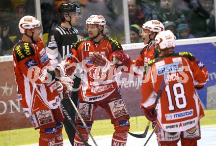 EBEL. Eishockey Bundesliga. KAC gegen HDD TILIA Olimpija Ljubljana. Torjubel KAC. Klagenfurt, am 12.2.2012.
Foto: Kuess

---
pressefotos, pressefotografie, kuess, qs, qspictures, sport, bild, bilder, bilddatenbank