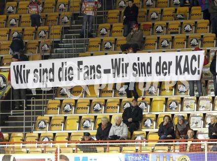EBEL. Eishockey Bundesliga. KAC gegen HDD TILIA Olimpija Ljubljana. Protest der Fans gegen ueberhoehte Abopreise. Klagenfurt, am 12.2.2012.
Foto: Kuess

---
pressefotos, pressefotografie, kuess, qs, qspictures, sport, bild, bilder, bilddatenbank