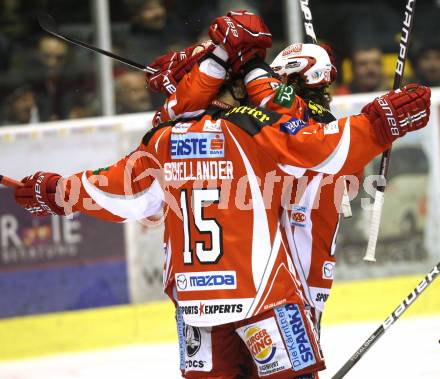 EBEL. Eishockey Bundesliga. KAC gegen HDD TILIA Olimpija Ljubljana. Torjubel KAC. Klagenfurt, am 12.2.2012.
Foto: Kuess

---
pressefotos, pressefotografie, kuess, qs, qspictures, sport, bild, bilder, bilddatenbank