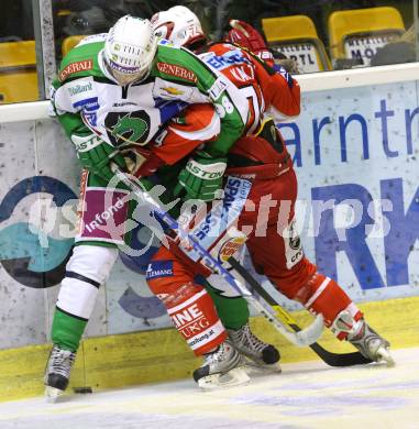 EBEL. Eishockey Bundesliga. KAC gegen HDD TILIA Olimpija Ljubljana. KALT Dieter (KAC), SMIRNOV Sergei (Laibach). Klagenfurt, am 12.2.2012.
Foto: Kuess

---
pressefotos, pressefotografie, kuess, qs, qspictures, sport, bild, bilder, bilddatenbank