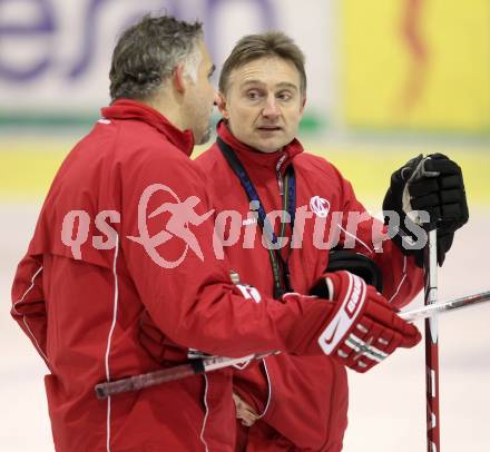 EBEL. Eishockey Bundesliga. KAC. Training. Trainer Christian Weber, Co-Trainer Gerald Ressmann. Klagenfurt, am 13.2.2012.
Foto: Kuess

---
pressefotos, pressefotografie, kuess, qs, qspictures, sport, bild, bilder, bilddatenbank