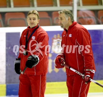 EBEL. Eishockey Bundesliga. KAC. Training. Trainer Christian Weber, Co-Trainer Gerald Ressmann. Klagenfurt, am 13.2.2012.
Foto: Kuess

---
pressefotos, pressefotografie, kuess, qs, qspictures, sport, bild, bilder, bilddatenbank