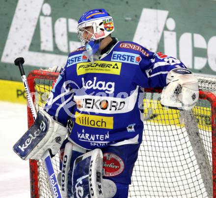 EBEL. Eishockey Bundesliga. EC Rekord Fenster VSV gegen Moser Medical Graz 99ers. Bernhard Starkbaum (VSV). Villach, am 14.2.2012.
Foto: Kuess 


---
pressefotos, pressefotografie, kuess, qs, qspictures, sport, bild, bilder, bilddatenbank