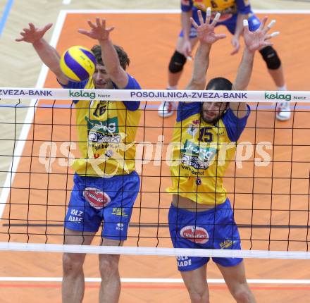 Volleyball. Austrian Volley League. AVL. SK Aich Dob gegen VBK Kelag Woerthersee Loewen. Ivaylo Barutov, Stoyko Nenchev (Aich/Dob). Bleiburg, 18.2.2012.
Foto: Kuess
---
pressefotos, pressefotografie, kuess, qs, qspictures, sport, bild, bilder, bilddatenbank