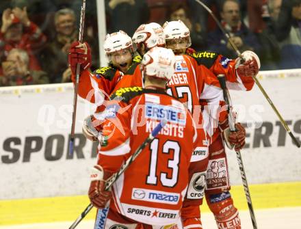 EBEL. Eishockey Bundesliga. KAC gegen EC Red Bull Salzburg. Torjubel LAMMERS John (KAC). Klagenfurt, am 26.2.2012.
Foto: Kuess

---
pressefotos, pressefotografie, kuess, qs, qspictures, sport, bild, bilder, bilddatenbank