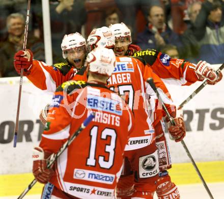 EBEL. Eishockey Bundesliga. KAC gegen EC Red Bull Salzburg. Torjubel LAMMERS John (KAC). Klagenfurt, am 26.2.2012.
Foto: Kuess

---
pressefotos, pressefotografie, kuess, qs, qspictures, sport, bild, bilder, bilddatenbank