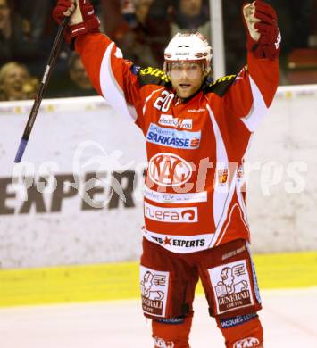 EBEL. Eishockey Bundesliga. KAC gegen EC Red Bull Salzburg. Torjubel  LAMMERS John (KAC). Klagenfurt, am 26.2.2012.
Foto: Kuess

---
pressefotos, pressefotografie, kuess, qs, qspictures, sport, bild, bilder, bilddatenbank