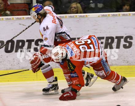 EBEL. Eishockey Bundesliga. KAC gegen EC Red Bull Salzburg. BRANDNER Christoph (KAC), LYNCH Douglas (Salzburg). Klagenfurt, am 26.2.2012.
Foto: Kuess

---
pressefotos, pressefotografie, kuess, qs, qspictures, sport, bild, bilder, bilddatenbank