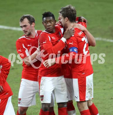 Fussball Laenderspiel. Oesterreich gegen Finnland.  Torjubel Oesterreich. Klagenfurt Woerthersee Stadion, 29.2.2012.
Foto: Kuess

---
pressefotos, pressefotografie, kuess, qs, qspictures, sport, bild, bilder, bilddatenbank