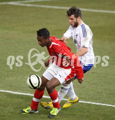 Fussball Laenderspiel. Oesterreich gegen Finnland. David Alaba,  (Oesterreich), Perparim Hetemaj (Finnland). Klagenfurt Woerthersee Stadion, 29.2.2012.
Foto: Kuess

---
pressefotos, pressefotografie, kuess, qs, qspictures, sport, bild, bilder, bilddatenbank