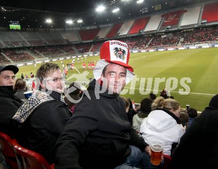 Fussball Laenderspiel. Oesterreich gegen Finnland.  Fans (Oesterreich). Klagenfurt Woerthersee Stadion, 29.2.2012.
Foto: Kuess

---
pressefotos, pressefotografie, kuess, qs, qspictures, sport, bild, bilder, bilddatenbank