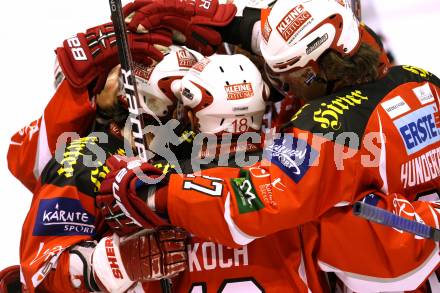EBEL. Eishockey Bundesliga. KAC gegen EC Red Bull Salzburg. Torjubel (KAC). Klagenfurt, am 1.3.2012.
Foto: Kuess

---
pressefotos, pressefotografie, kuess, qs, qspictures, sport, bild, bilder, bilddatenbank