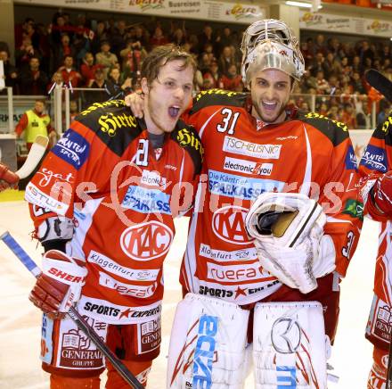 EBEL. Eishockey Bundesliga. KAC gegen EC Red Bull Salzburg. CHIODO Andy, GEIER Manuel (KAC). Klagenfurt, am 1.3.2012.
Foto: Kuess

---
pressefotos, pressefotografie, kuess, qs, qspictures, sport, bild, bilder, bilddatenbank