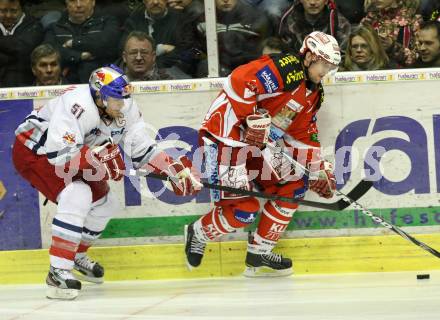 EBEL. Eishockey Bundesliga. KAC gegen EC Red Bull Salzburg. HAGER Gregor (KAC), TRATTNIG Matthias (Salzburg). Klagenfurt, am 1.3.2012.
Foto: Kuess

---
pressefotos, pressefotografie, kuess, qs, qspictures, sport, bild, bilder, bilddatenbank