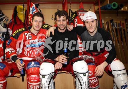 EBEL. Eishockey Bundesliga. KAC gegen EC Red Bull Salzburg. HOLZER Nikolaus, REICHEL Johannes, GEIER Manuel (KAC). Klagenfurt, am 1.3.2012.
Foto: Kuess

---
pressefotos, pressefotografie, kuess, qs, qspictures, sport, bild, bilder, bilddatenbank