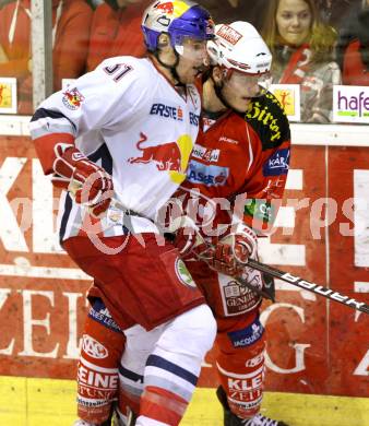 EBEL. Eishockey Bundesliga. KAC gegen EC Red Bull Salzburg. GEIER Stefan (KAC), TRATTNIG Matthias (Salzburg). Klagenfurt, am 1.3.2012.
Foto: Kuess

---
pressefotos, pressefotografie, kuess, qs, qspictures, sport, bild, bilder, bilddatenbank