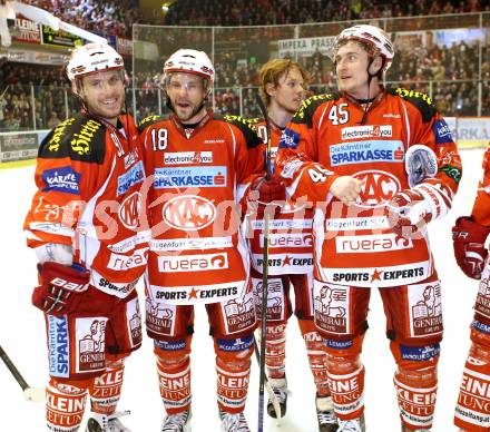 EBEL. Eishockey Bundesliga. KAC gegen EC Red Bull Salzburg. TENUTE Joseph, KOCH Thomas, Scofield Tyler, SCHULLER David (KAC). Klagenfurt, am 1.3.2012.
Foto: Kuess
---
pressefotos, pressefotografie, kuess, qs, qspictures, sport, bild, bilder, bilddatenbank