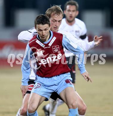 Fussball. Erste Liga.  WAC/St. Andrae gegen BW Linz. Danijel Micic,  (WAC), Svetozar Nikolov (Linz). Wolfsberg, 2.3.2012. 
Foto: Kuess

---
pressefotos, pressefotografie, kuess, qs, qspictures, sport, bild, bilder, bilddatenbank