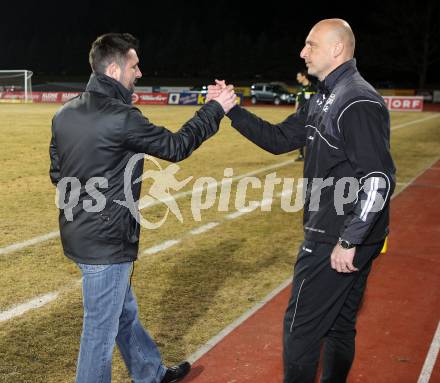 Fussball. Erste Liga.  WAC/St. Andrae gegen BW Linz. Jubel Trainer Nenad Bjelica, Co-Trainer Slobodan Grubor (WAC). Wolfsberg, 2.3.2012. 
Foto: Kuess

---
pressefotos, pressefotografie, kuess, qs, qspictures, sport, bild, bilder, bilddatenbank