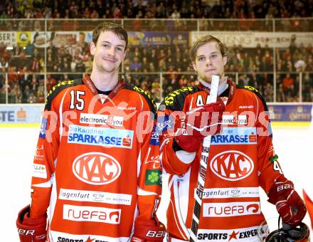 EBEL. Eishockey Bundesliga. KAC gegen EC Red Bull Salzburg. Schellander Paul, Pirmann Markus (KAC). Klagenfurt, am 1.3.2012.
Foto: Kuess

---
pressefotos, pressefotografie, kuess, qs, qspictures, sport, bild, bilder, bilddatenbank